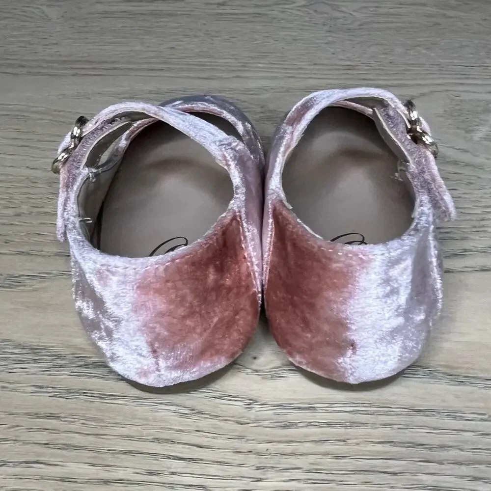 SAM EDELMAN Baby Maeve Michaela Mary Jane Flats Blush Pink Velvet Size 5